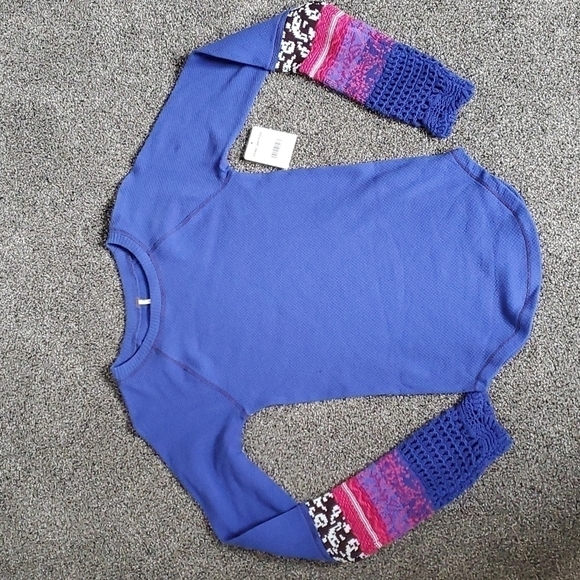 NWT Free People Mix Thermal Cuff Long Sleeve Y2K Top - Picture 2 of 7
